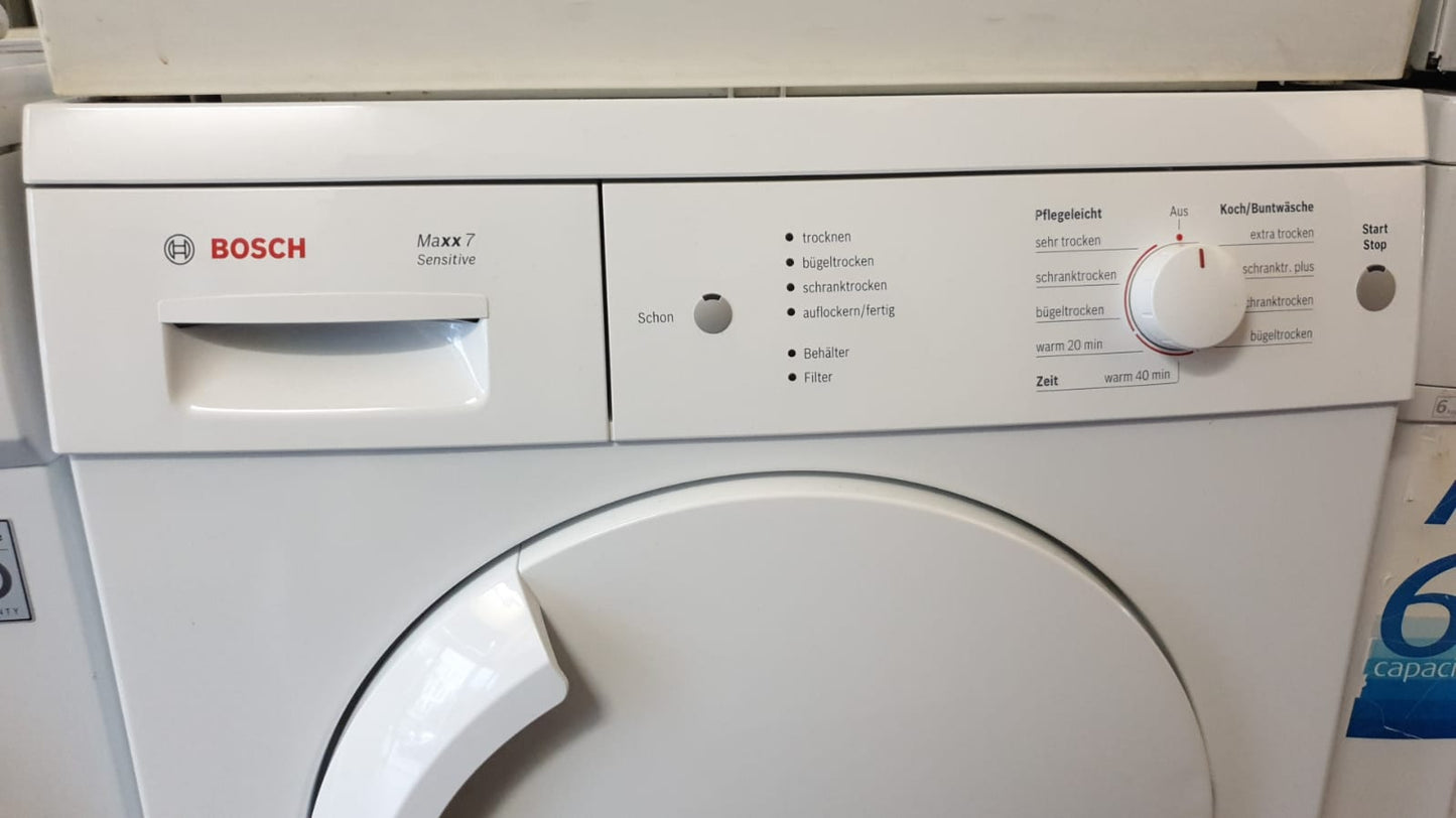 Energieeffizienter Bosch Maxx 7 Sensitive Trockner mit 7 kg Kapazität, 60 cm Breite, 85 cm Höhe und SensitiveDrying-System fü